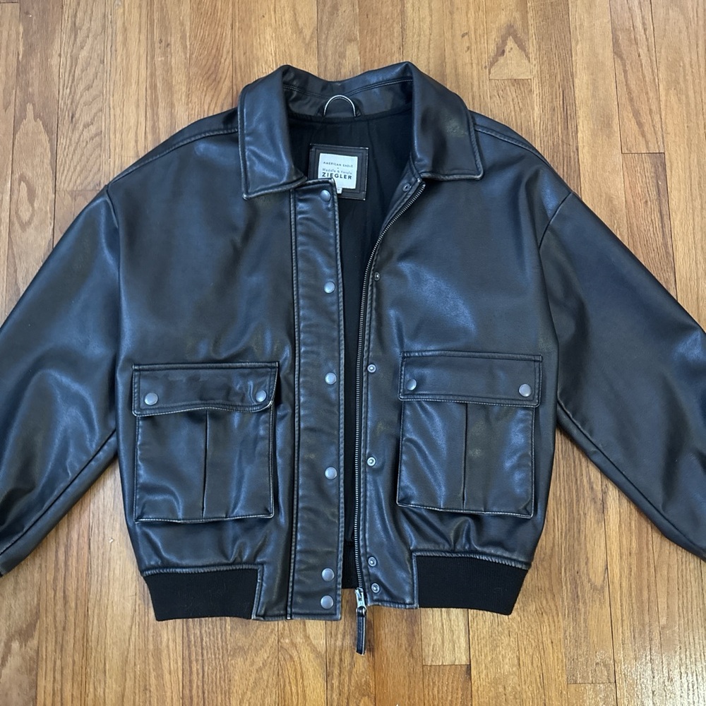 American Eagle+ Maddie & Kenzie Ziegler Leather Bomber Jacket